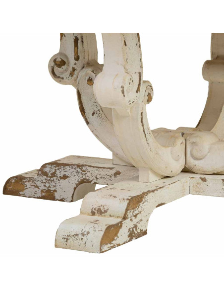 Table basse ronde bois naturel blanc vieilli 80x80x47 cm Farelesa  - 6
