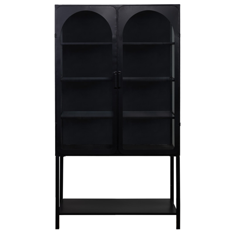 Vitrine 2 portes métal noir et verre strié 88x44x160 cm Javenaro  - 2