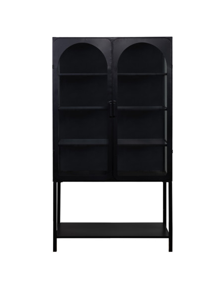 Vitrine 2 portes métal noir et verre strié 88x44x160 cm Javenaro  - 2