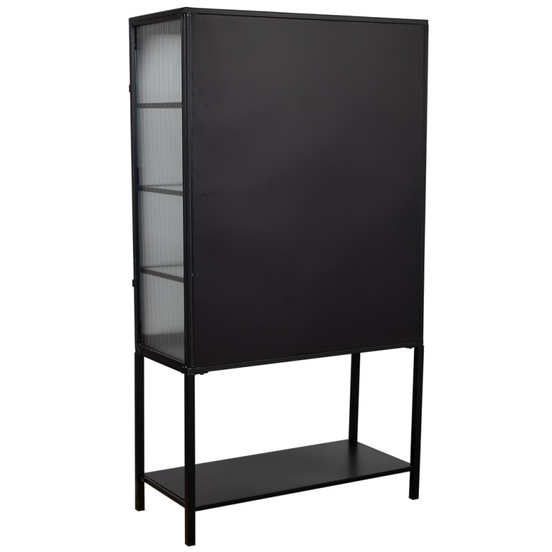 Vitrine 2 portes métal noir et verre strié 88x44x160 cm Javenaro  - 4