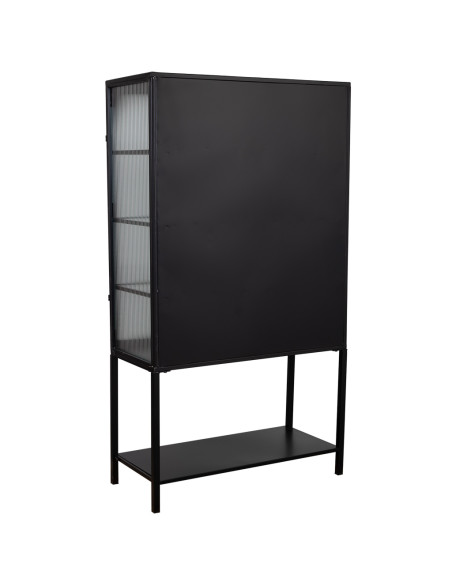 Vitrine 2 portes métal noir et verre strié 88x44x160 cm Javenaro  - 4