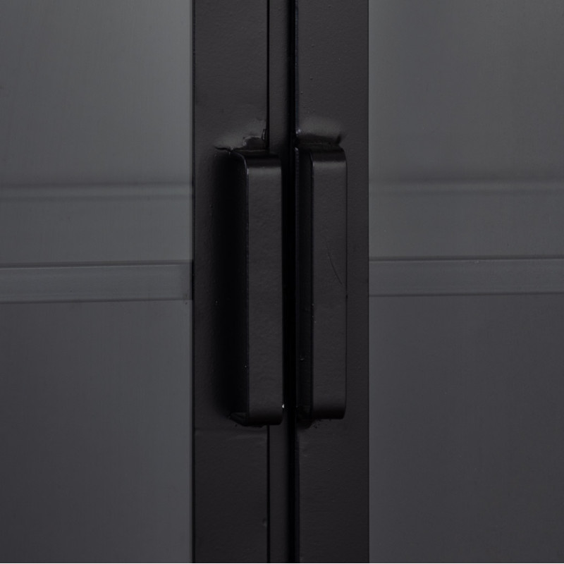 Vitrine 2 portes métal noir et verre strié 88x44x160 cm Javenaro  - 6
