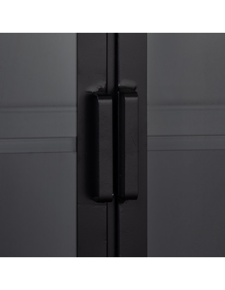 Vitrine 2 portes métal noir et verre strié 88x44x160 cm Javenaro  - 6