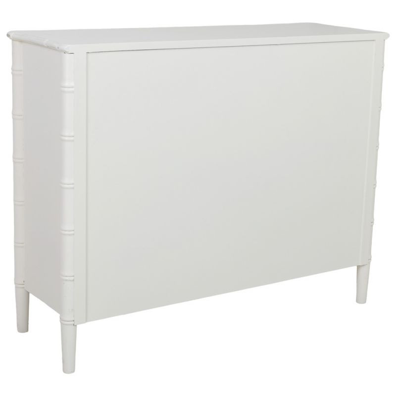 Commode 4 tiroirs blanche et rotin 117x39x92 cm Delaruna  - 4