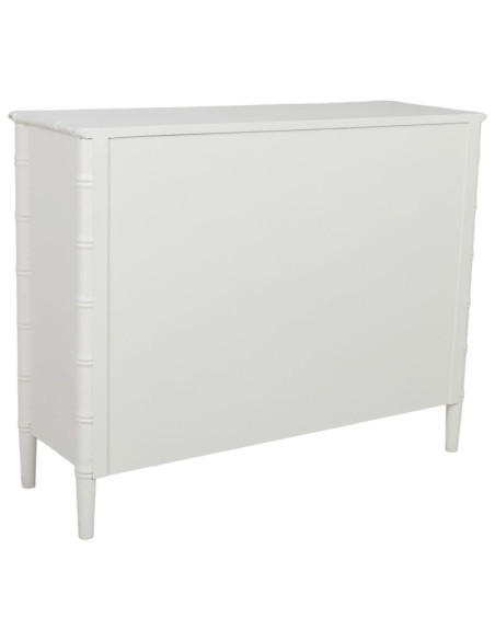 Commode 4 tiroirs blanche et rotin 117x39x92 cm Delaruna  - 4