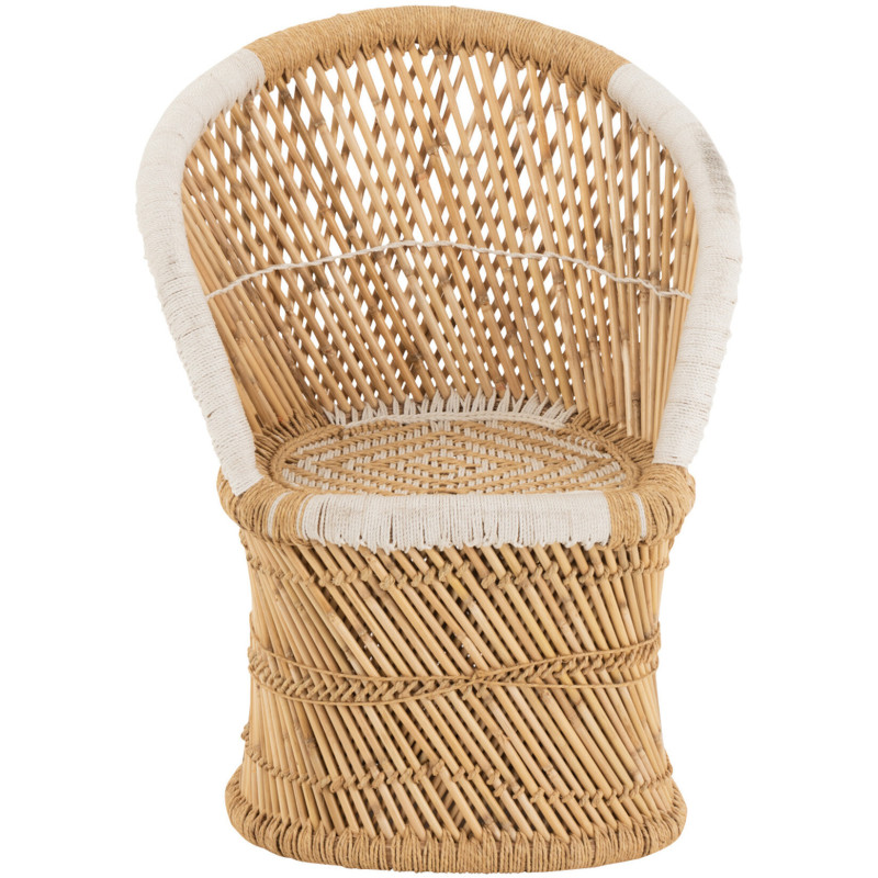 Fauteuil enfant dossier haut bambou naturel et blanc - 2