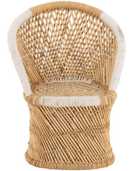 Fauteuil enfant dossier haut bambou naturel et blanc - 2