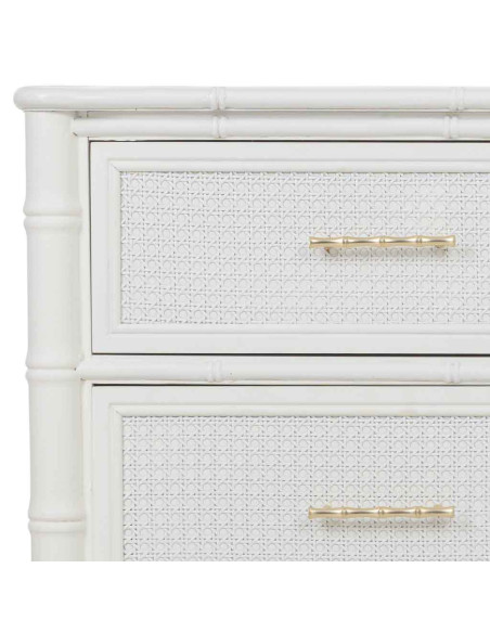 Commode 4 tiroirs blanche et rotin 117x39x92 cm Delaruna  - 6
