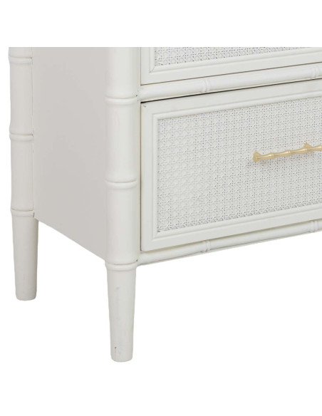 Commode 4 tiroirs blanche et rotin 117x39x92 cm Delaruna  - 8