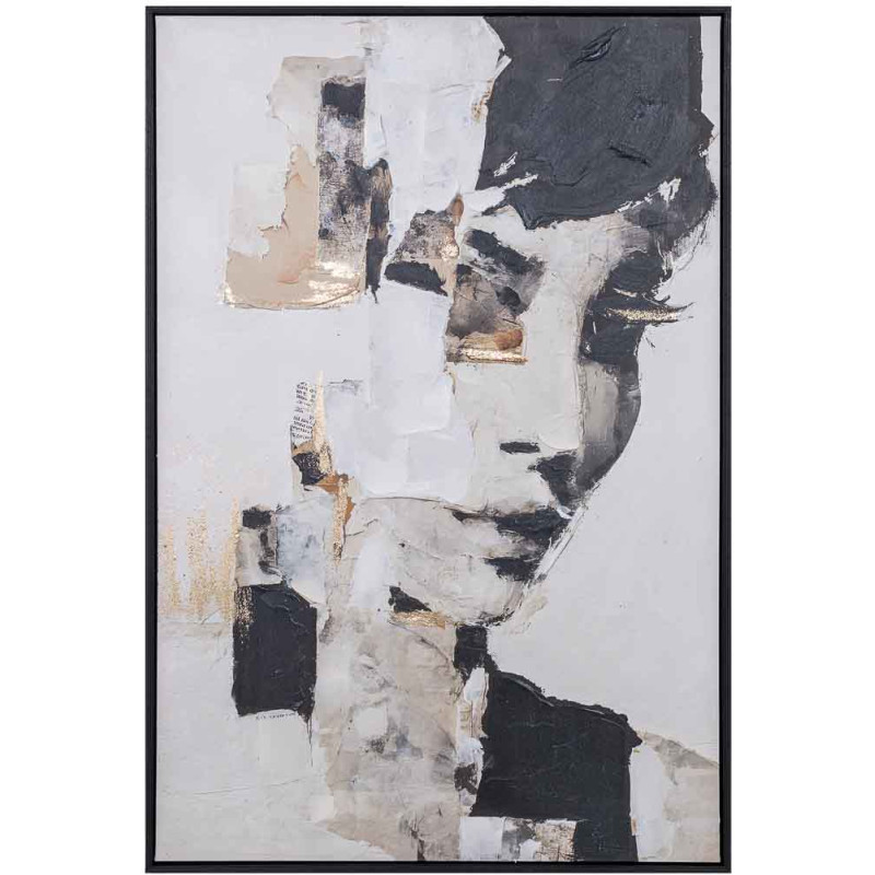 Tableau visage abstrait noir beige sur toile 83x123 cm Ivernuna  - 1