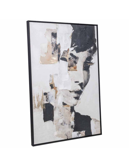 Tableau visage abstrait noir beige sur toile 83x123 cm Ivernuna  - 3