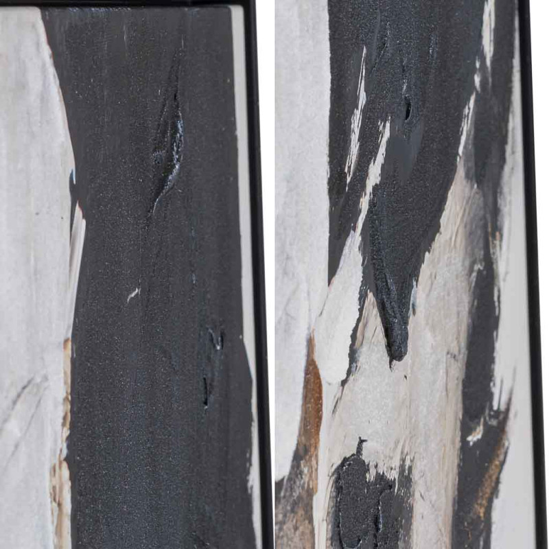 Tableau visage abstrait noir beige sur toile 83x123 cm Ivernuna  - 6