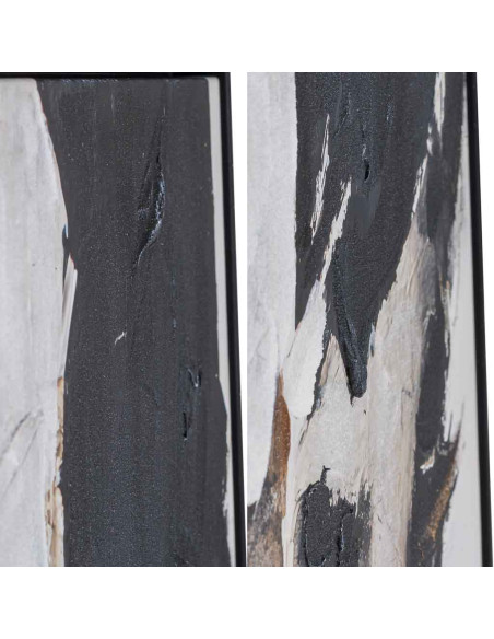 Tableau visage abstrait noir beige sur toile 83x123 cm Ivernuna  - 6