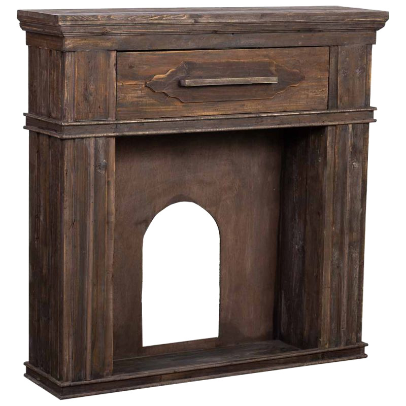 Manteau de cheminée bois brun 121x32,5x120 cm Ivernino  - 1