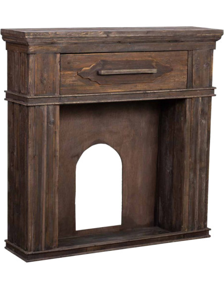 Manteau de cheminée bois brun 121x32,5x120 cm Ivernino  - 1