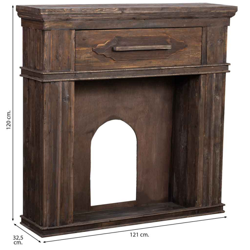 Manteau de cheminée bois brun 121x32,5x120 cm Ivernino  - 8