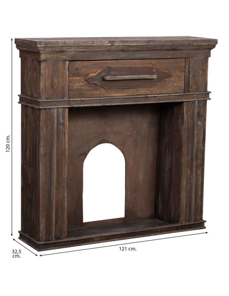 Manteau de cheminée bois brun 121x32,5x120 cm Ivernino  - 8