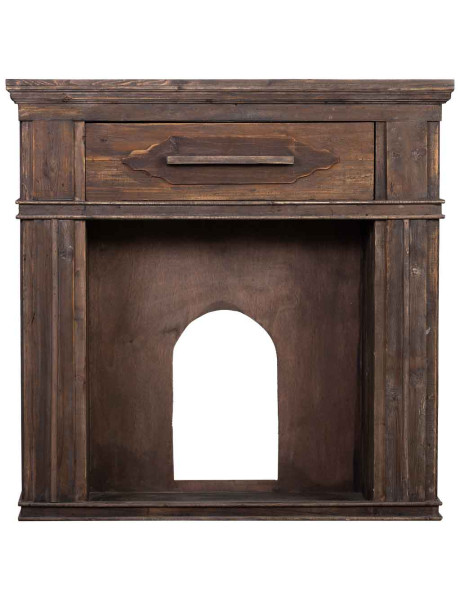 Manteau de cheminée bois brun 121x32,5x120 cm Ivernino  - 2