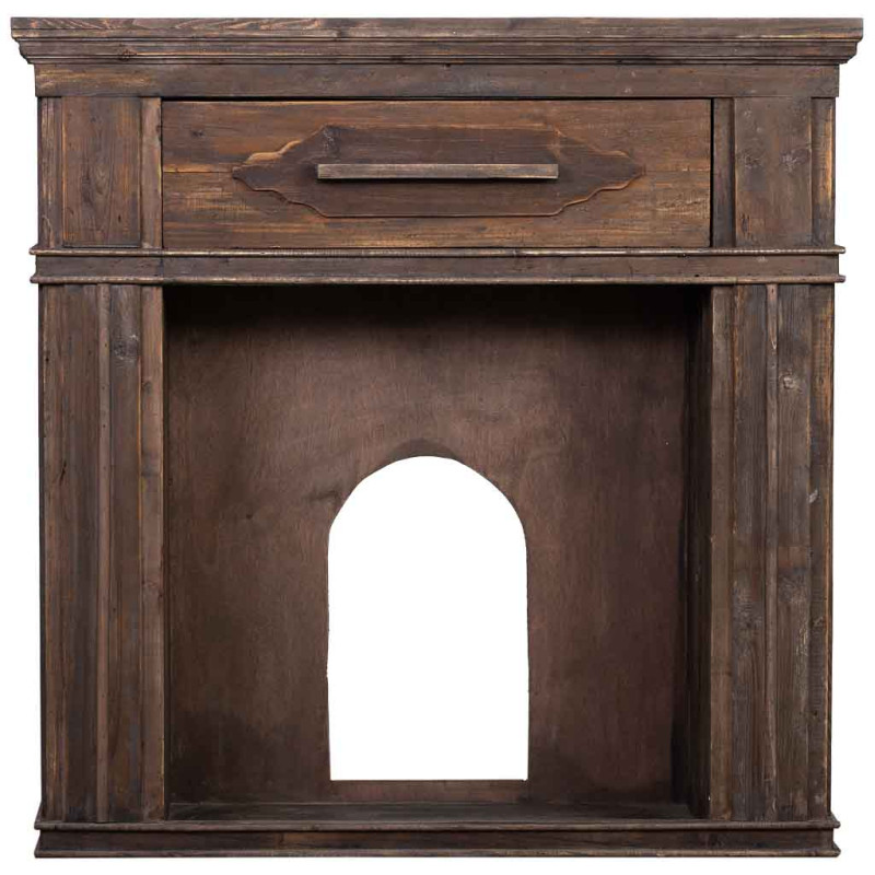 Manteau de cheminée bois brun 121x32,5x120 cm Ivernino  - 2