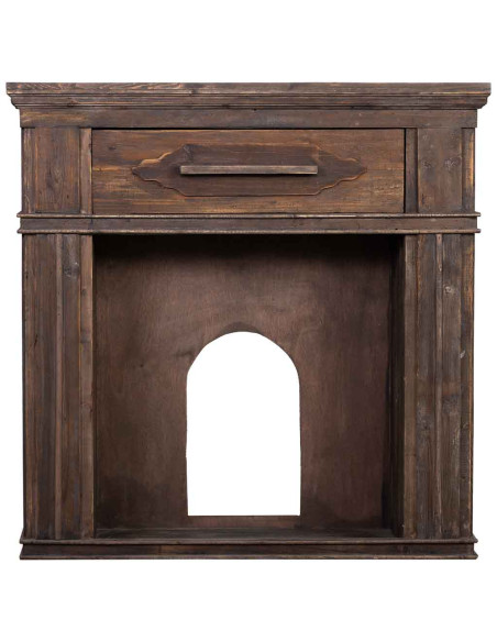 Manteau de cheminée bois brun 121x32,5x120 cm Ivernino  - 2