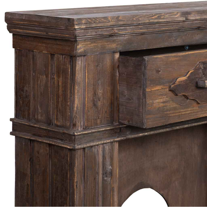 Manteau de cheminée bois brun 121x32,5x120 cm Ivernino  - 5