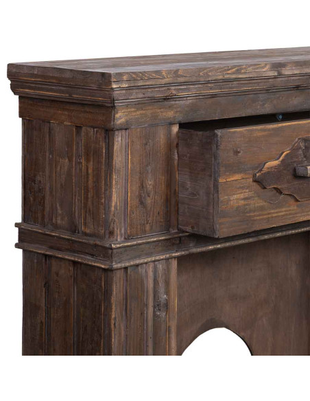 Manteau de cheminée bois brun 121x32,5x120 cm Ivernino  - 5