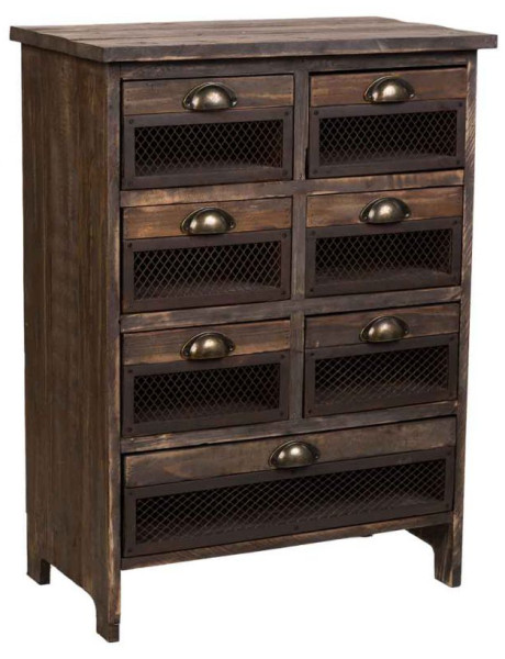 Chiffonnier industriel bois brun et métal 7 tiroirs 59x34x80,5 cm Orlenero  - 1