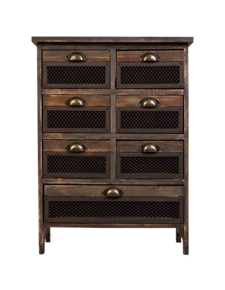 Chiffonnier industriel bois brun et métal 7 tiroirs 59x34x80,5 cm Orlenero  - 2