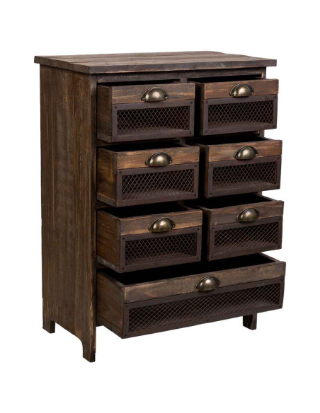 Chiffonnier industriel bois brun et métal 7 tiroirs 59x34x80,5 cm Orlenero  - 3