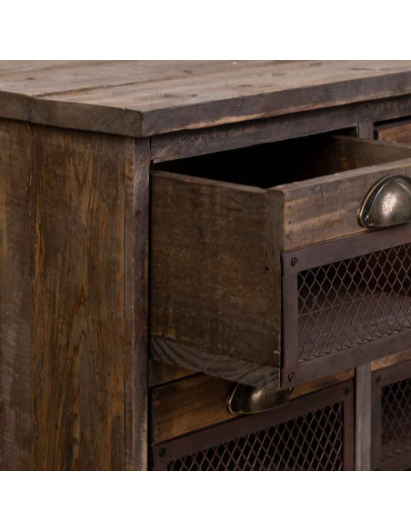 Chiffonnier industriel bois brun et métal 7 tiroirs 59x34x80,5 cm Orlenero  - 5