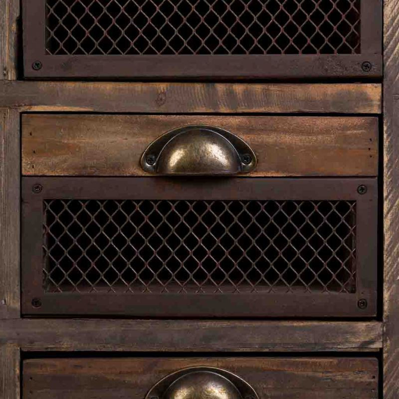 Chiffonnier industriel bois brun et métal 7 tiroirs 59x34x80,5 cm Orlenero  - 6