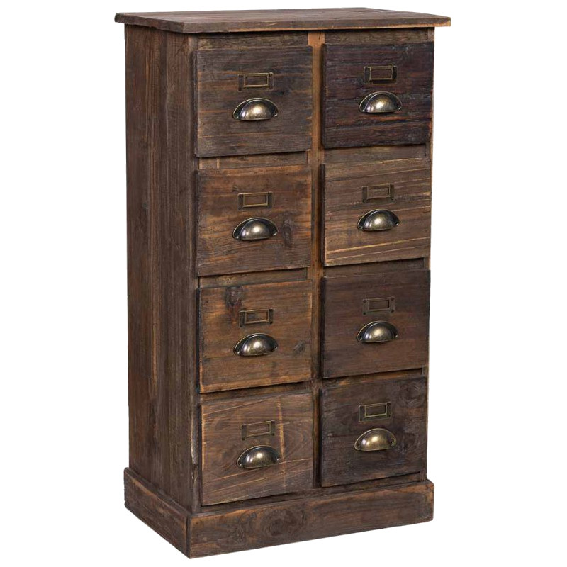 Chiffonnier apothicaire 8 tiroirs bois brun 48x32x87,5 cm Delarivo  - 1