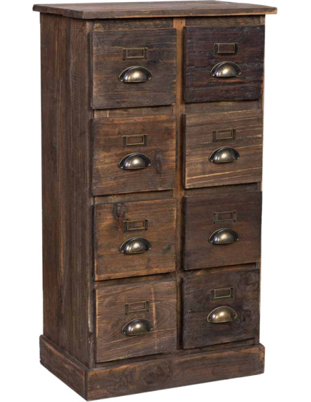 Chiffonnier apothicaire 8 tiroirs bois brun 48x32x87,5 cm Delarivo  - 1