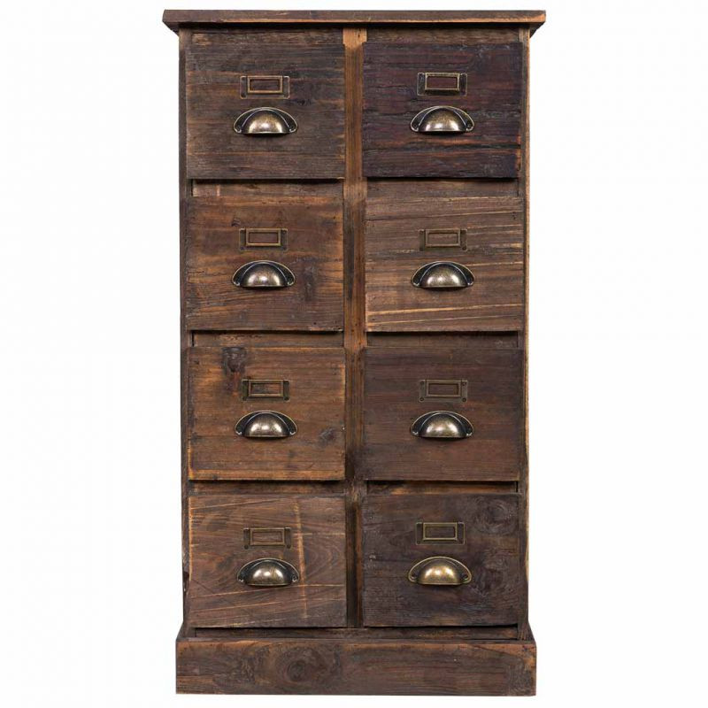 Chiffonnier apothicaire 8 tiroirs bois brun 48x32x87,5 cm Delarivo  - 2
