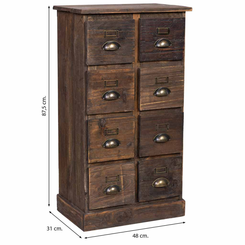 Chiffonnier apothicaire 8 tiroirs bois brun 48x32x87,5 cm Delarivo  - 7