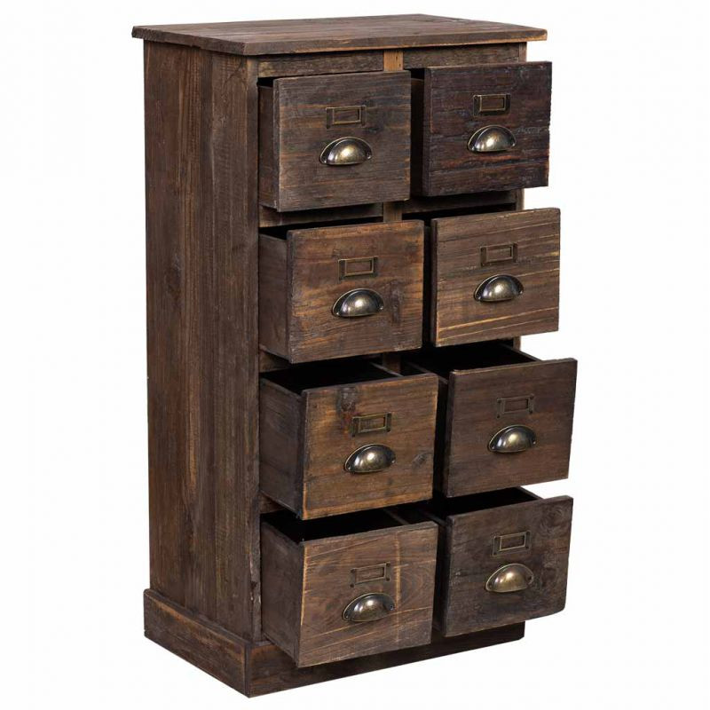Chiffonnier apothicaire 8 tiroirs bois brun 48x32x87,5 cm Delarivo  - 3