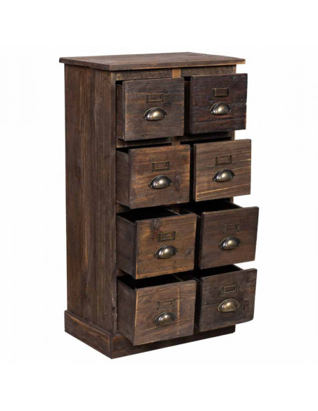 Chiffonnier apothicaire 8 tiroirs bois brun 48x32x87,5 cm Delarivo  - 3