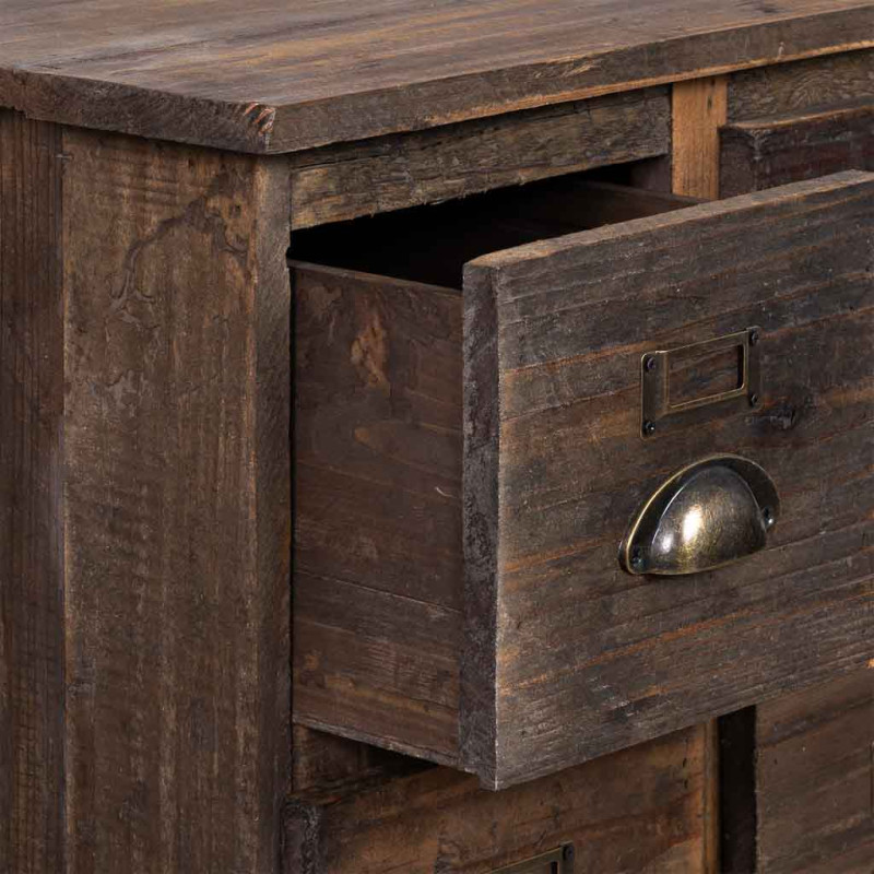 Chiffonnier apothicaire 8 tiroirs bois brun 48x32x87,5 cm Delarivo  - 5