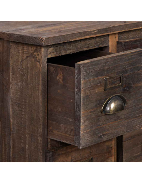 Chiffonnier apothicaire 8 tiroirs bois brun 48x32x87,5 cm Delarivo  - 5