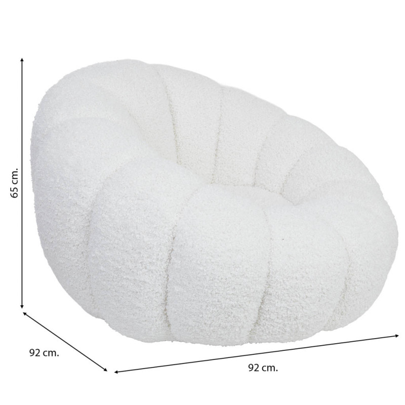 Fauteuil bouclette blanc coquille 92x92x65 cm Arelado  - 8