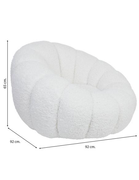 Fauteuil bouclette blanc coquille 92x92x65 cm Arelado  - 8