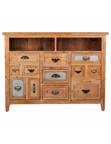 Buffet bois brun 2 portes 3 tiroirs 120x36x90 cm Hareliel  - 2