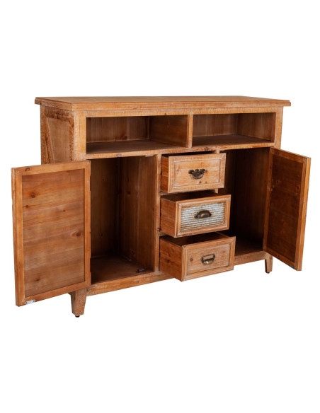 Buffet bois brun 2 portes 3 tiroirs 120x36x90 cm Hareliel  - 3