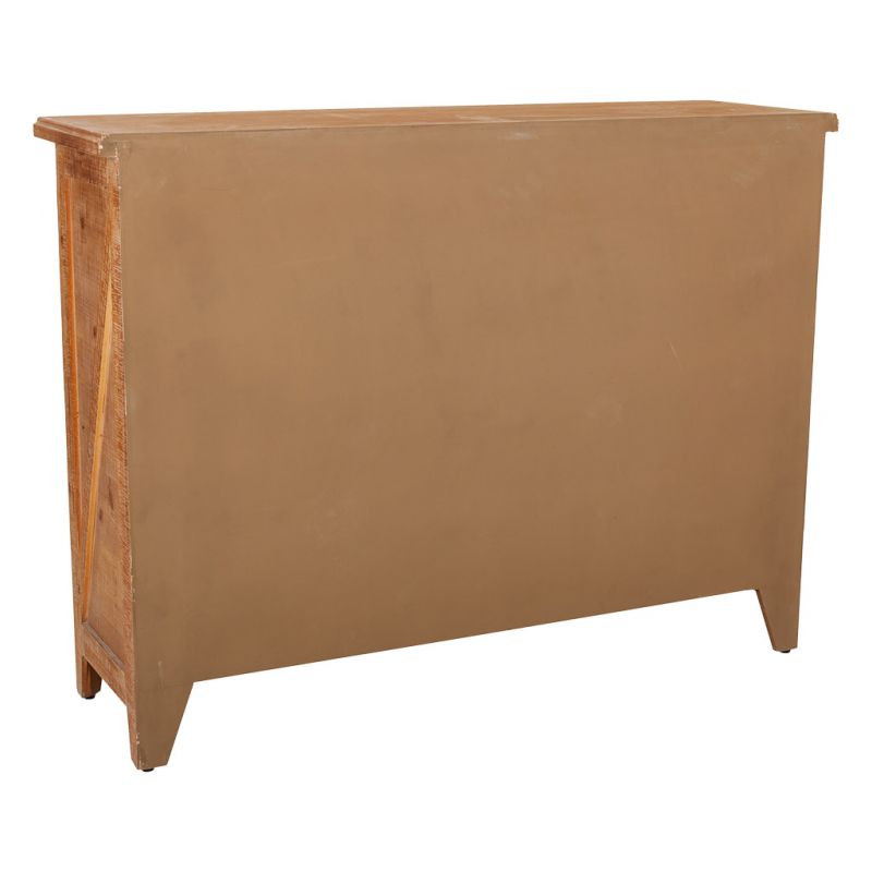Buffet bois brun 2 portes 3 tiroirs 120x36x90 cm Hareliel  - 4