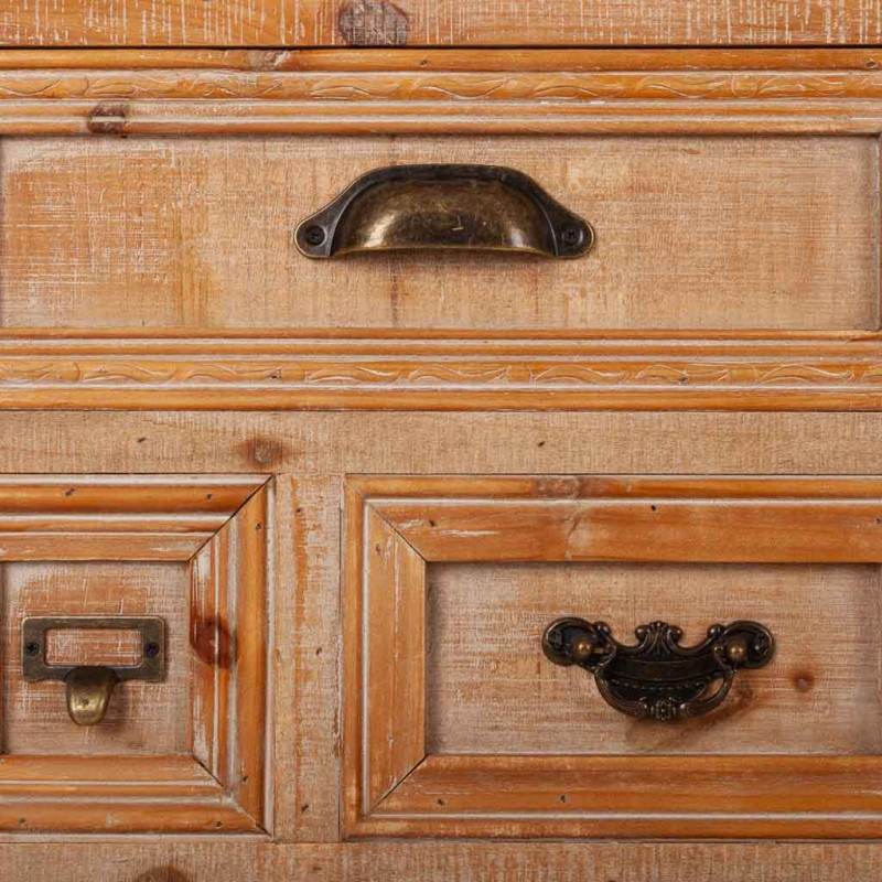Buffet bois brun 2 portes 3 tiroirs 120x36x90 cm Hareliel  - 6