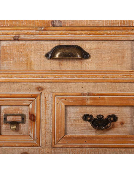 Buffet bois brun 2 portes 3 tiroirs 120x36x90 cm Hareliel  - 6