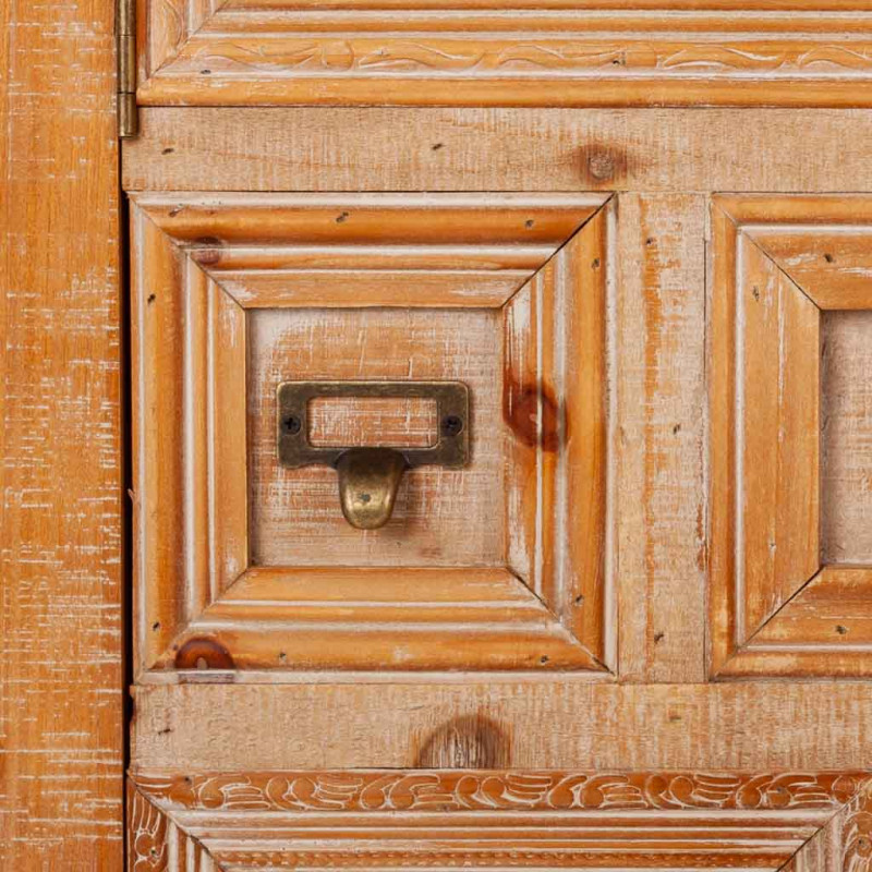 Buffet bois brun 2 portes 3 tiroirs 120x36x90 cm Hareliel  - 7