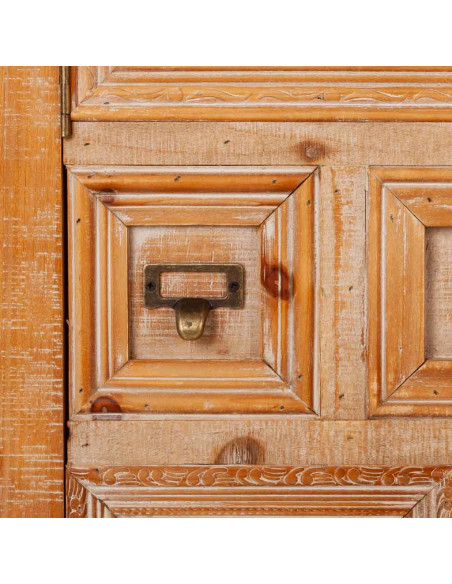 Buffet bois brun 2 portes 3 tiroirs 120x36x90 cm Hareliel  - 7