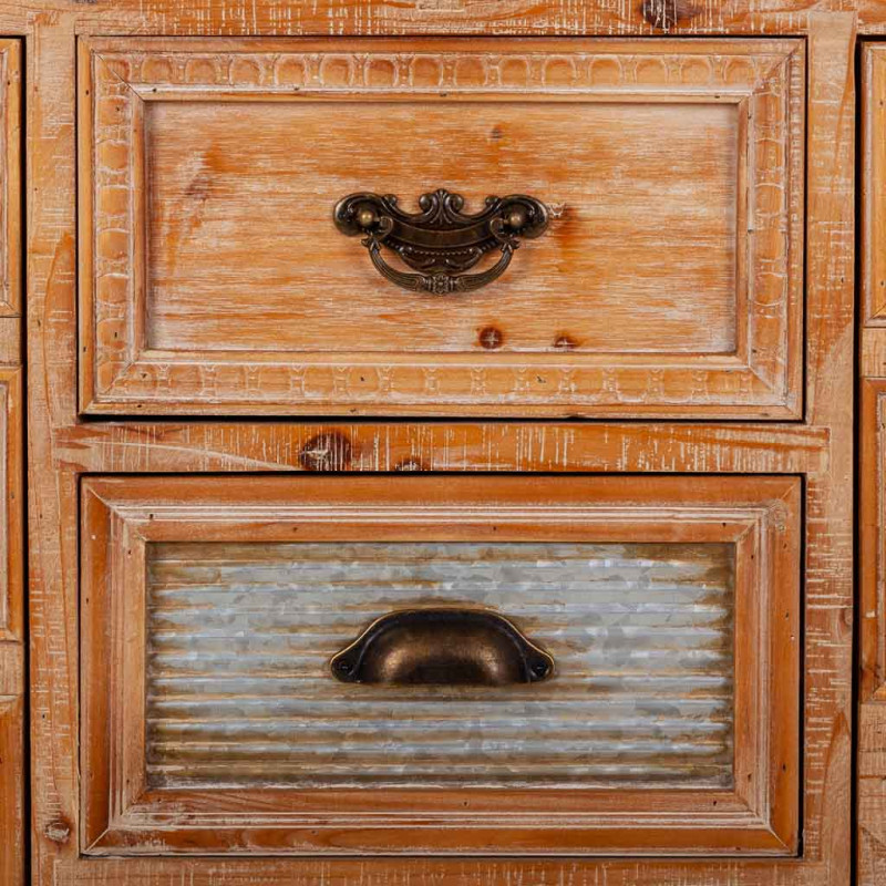 Buffet bois brun 2 portes 3 tiroirs 120x36x90 cm Hareliel  - 8