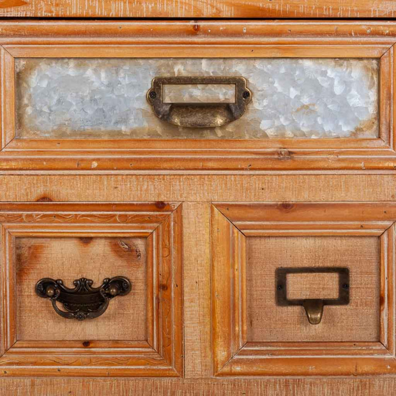 Buffet bois brun 2 portes 3 tiroirs 120x36x90 cm Hareliel  - 9